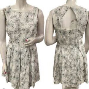 Danny & Nicole Black and White Fit and Flare Midi Dress